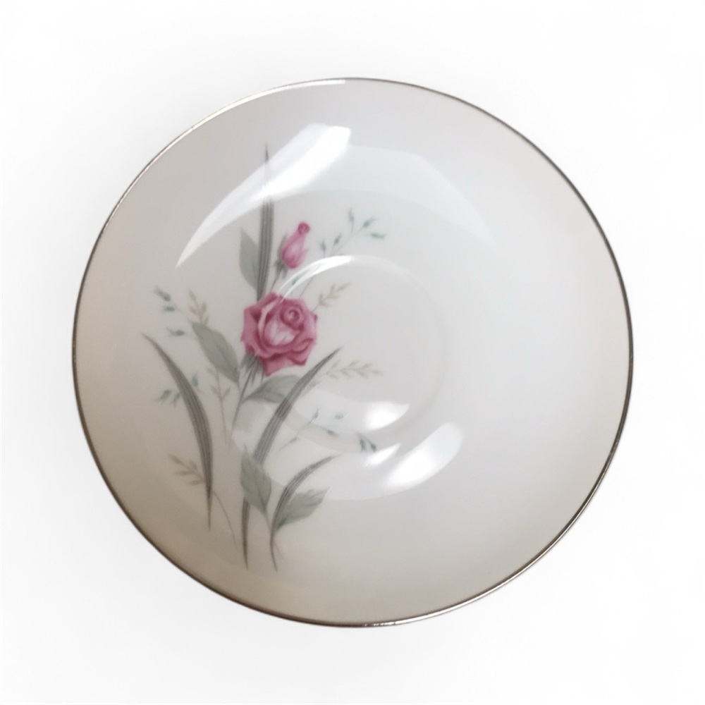 4 Windsor Rose Fine China Saucers – Pink Roses with Silver Trim – Made in Japan